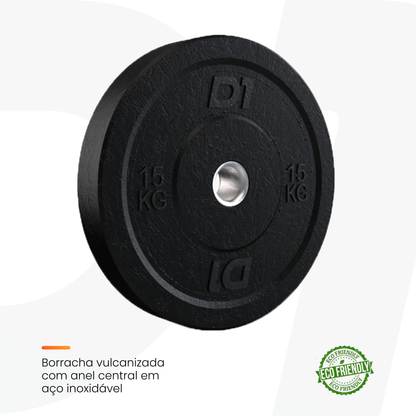 Kit Anilha Bumper Hi Temp All Black 100kg - D1Fitness