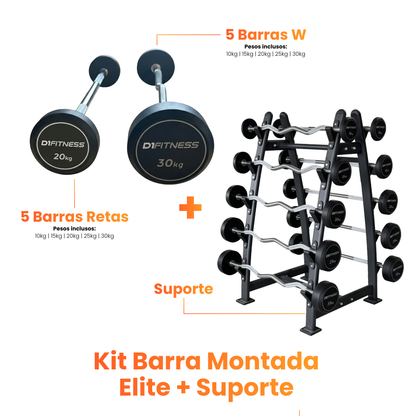Kit barra montada elite 5 barras retas + 5 barras W e Suporte
