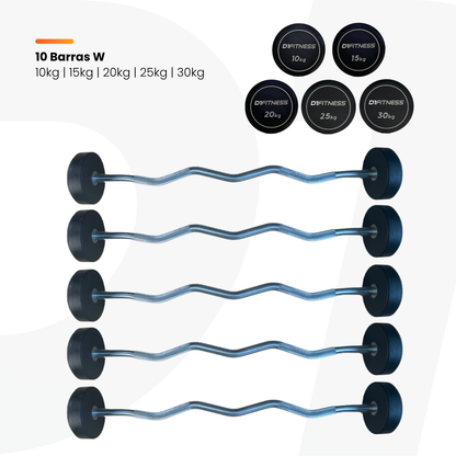 Kit barra montada elite 5 barras retas + 5 barras W e Suporte