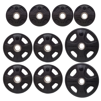 Kit 10 Anilhas Elite Emborrachada 4 Grips 50kg