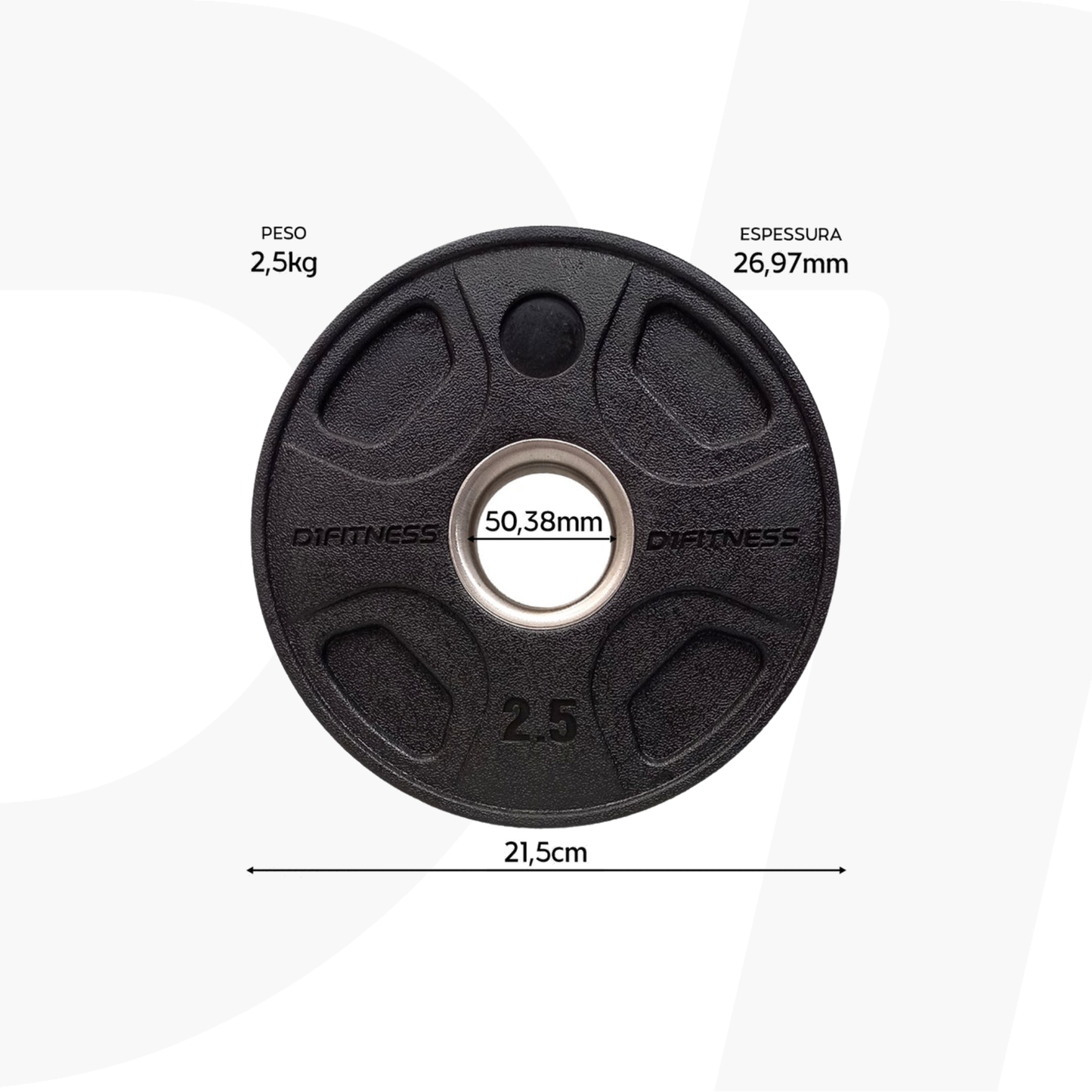 Kit 10 Anilhas Elite Emborrachada 4 Grips 50kg