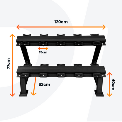 Kit Dumbbell Rubber Elite 12 a 20kg + Suporte - D1Fitness