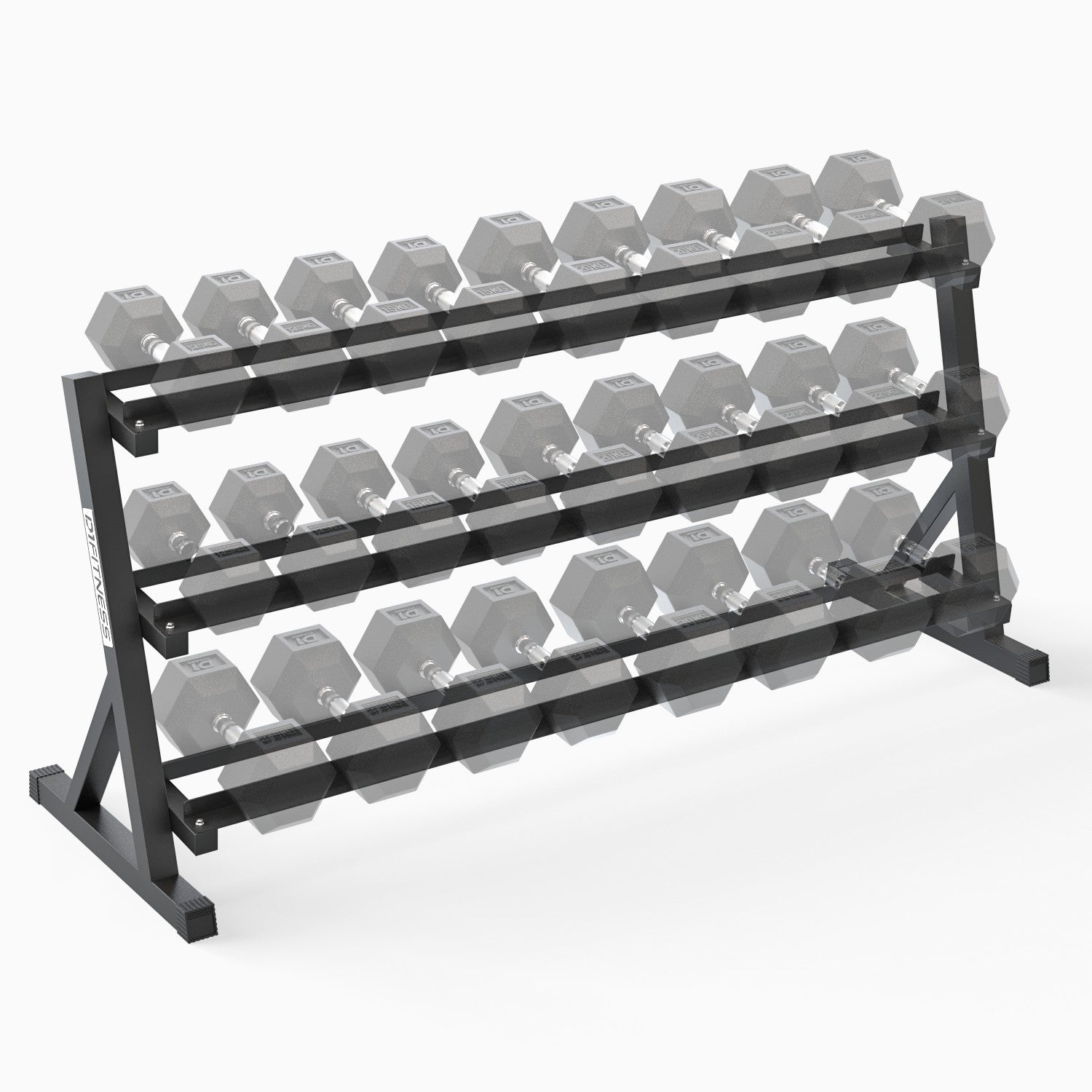 Suporte Expositor Longo 3 Andares para Halter Sextavado - 1,7m - D1Fitness