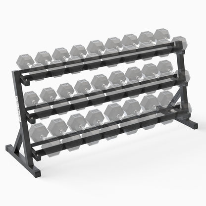 Suporte Expositor Longo 3 Andares para Halter Sextavado - 1,7m - D1Fitness