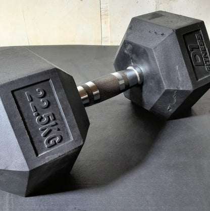 Halter Dumbbell Sextavado Emborrachado Cromado 22,5kg - USADO