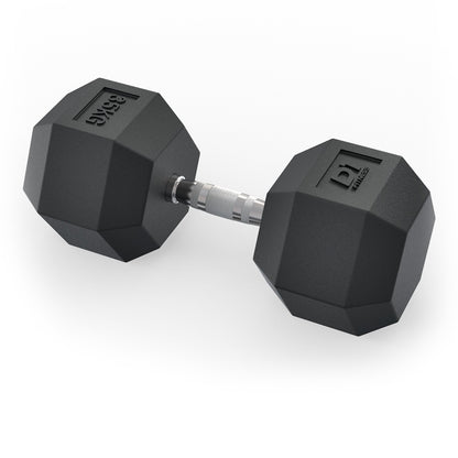 Halter Dumbbell Sextavado Emborrachado Cromado