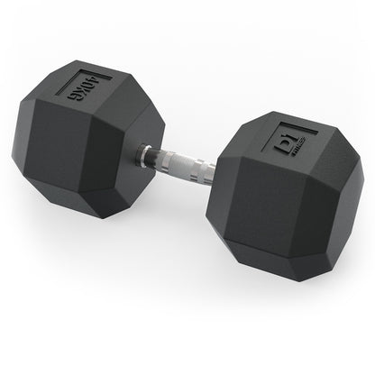 Halter Dumbbell Sextavado Emborrachado Cromado