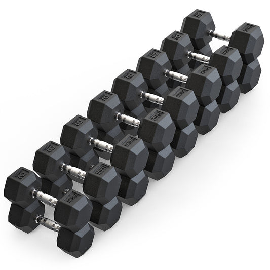 Kit Dumbbell Sextavado Emborrachado - 12,5 a 30kg