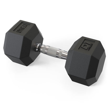 Halter Dumbbell Sextavado Emborrachado Cromado 17,5kg - D1Fitness