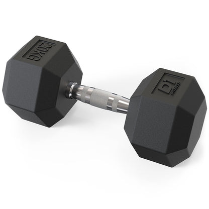 Halter Dumbbell Sextavado Emborrachado Cromado 20kg - D1Fitness