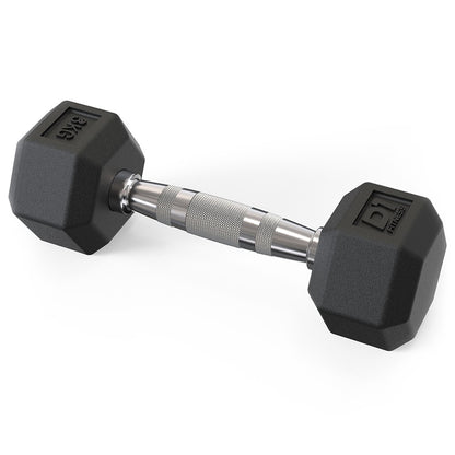 Halter Dumbbell Sextavado Emborrachado Cromado 3kg - D1Fitness