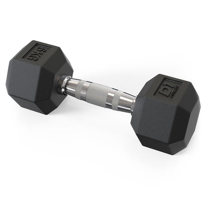 Halter Dumbbell Sextavado Emborrachado Cromado 6kg - D1Fitness
