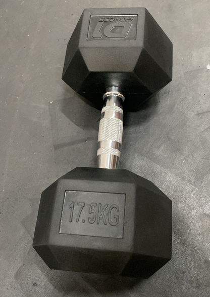 Halter Dumbbell Sextavado Emborrachado Cromado 17,5kg - USADO