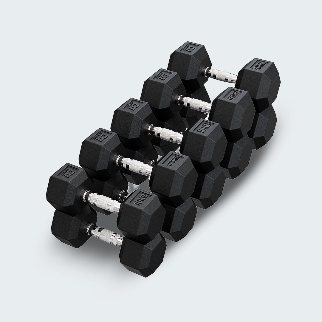 Kit Halteres Sextavado Emborrachado pares 10 a 20kg