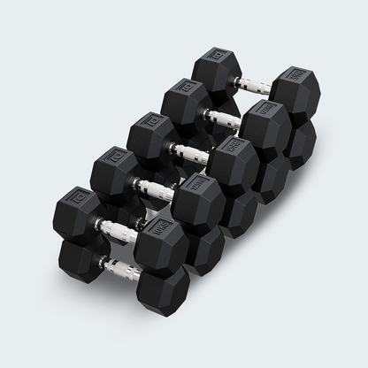 Kit Halteres Sextavado Emborrachado pares 10 a 20kg