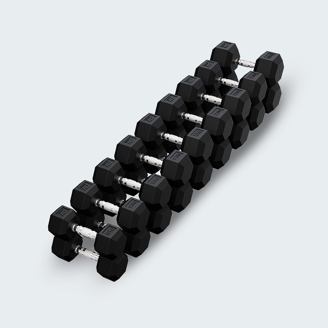 Kit Halteres Sextavado Emborrachado pares 10 a 30kg - D1Fitness