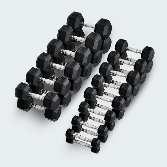Kit Halter Dumbbell Sextavado Emborrachado Cromado 1 a 20kg