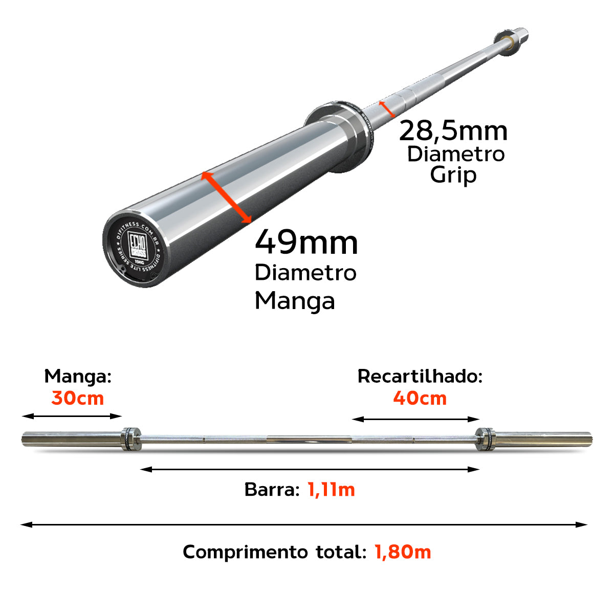 Barra Olímpíca Cromada - 1,80m