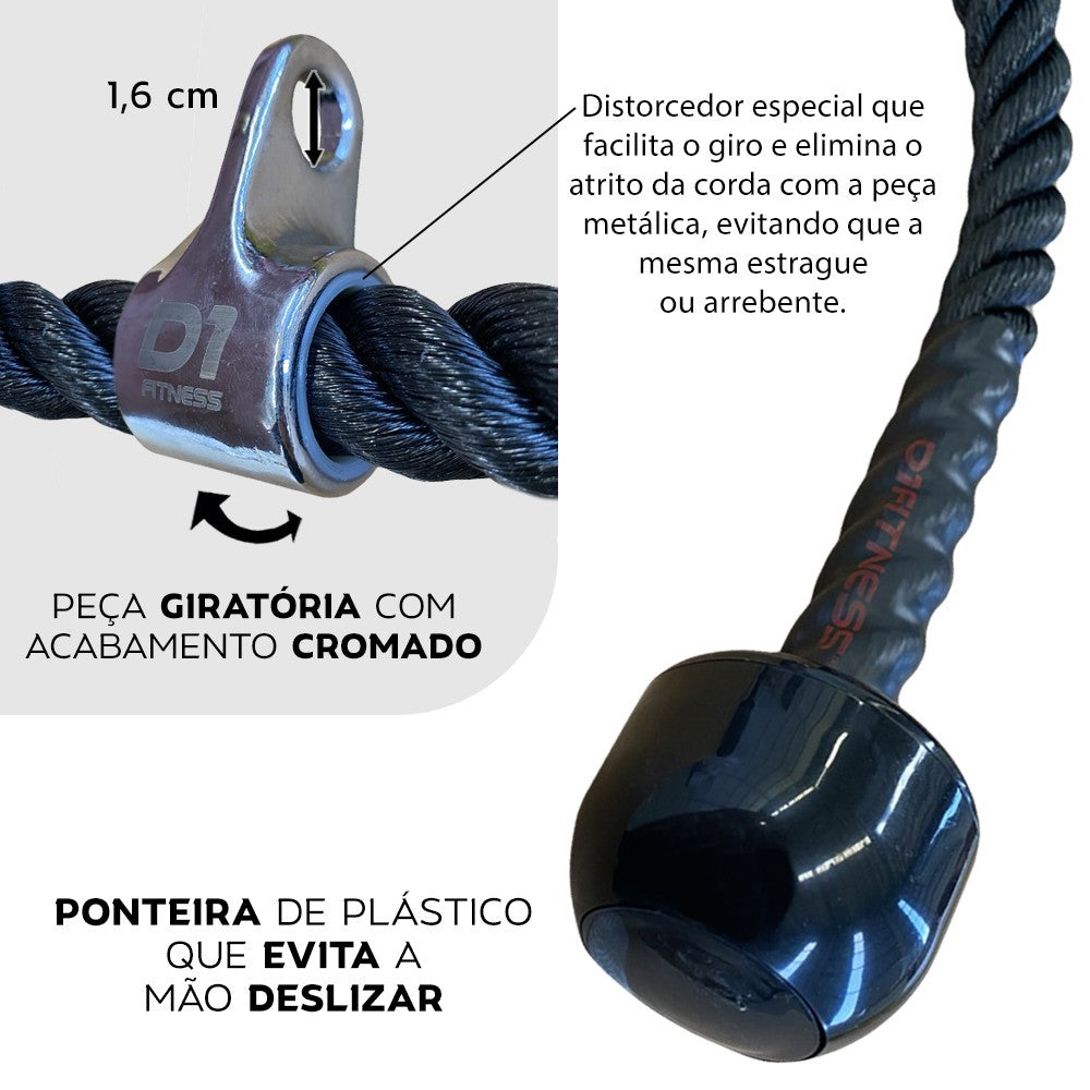 Kit Puxadores: Par puxador Estribo + Puxador Corda + Puxador Triângulo - D1Fitness