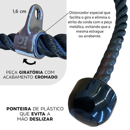 Kit Puxadores: Par puxador Estribo + Puxador Corda + Puxador Triângulo - D1Fitness