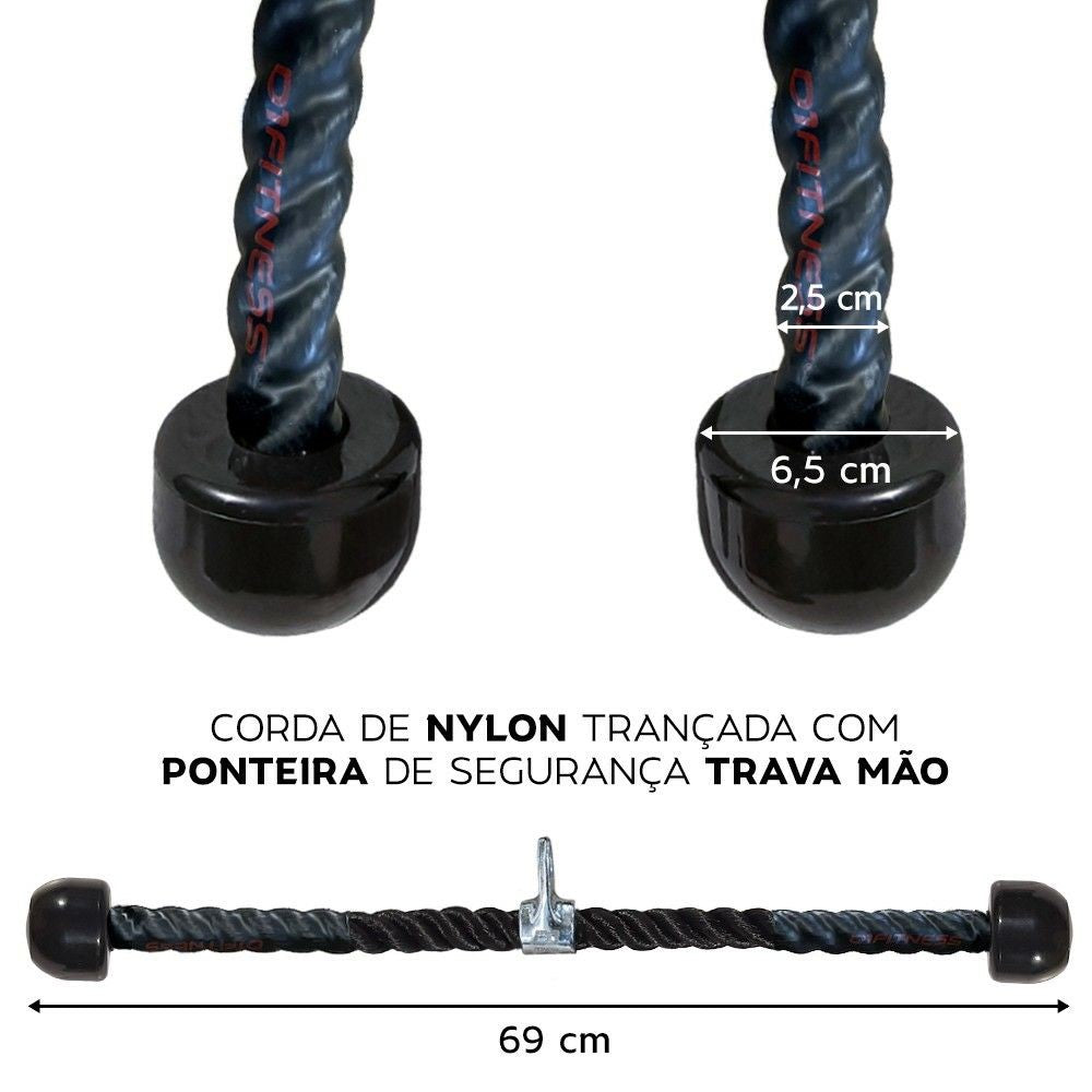 Kit Puxadores: Par puxador Estribo + Puxador Corda + Puxador Triângulo - D1Fitness