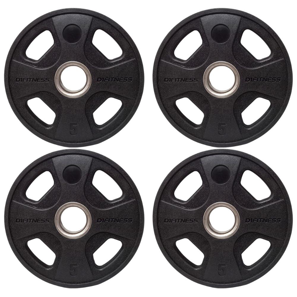 Kit 4 Anilhas Elite Emborrachada 4 Grips 5kg