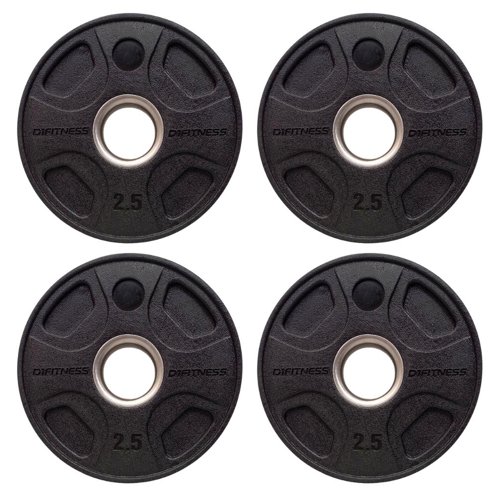 Kit 4 Anilhas Elite Emborrachada 4 Grips 2,5kg