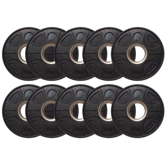 Kit 10 Anilhas Elite Emborrachada 4 Grips 1,25kg