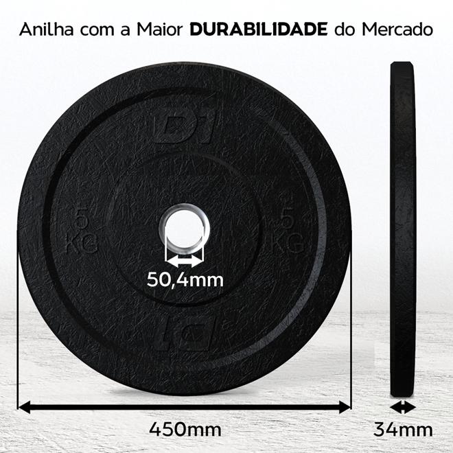 kit Barra Olímpica Feminina + Anilha 5kg + Presilha