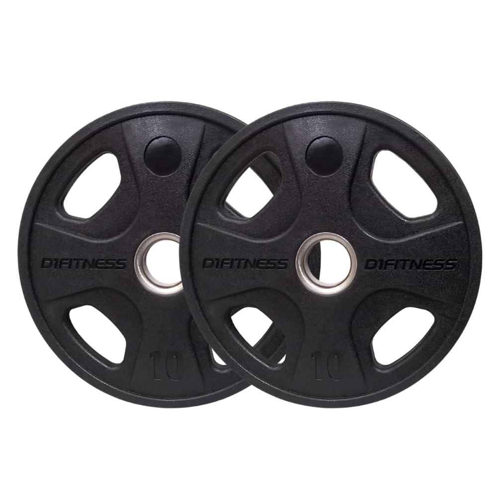 Par Anilhas Elite Emborrachada 4 Grips 10kg - D1Fitness