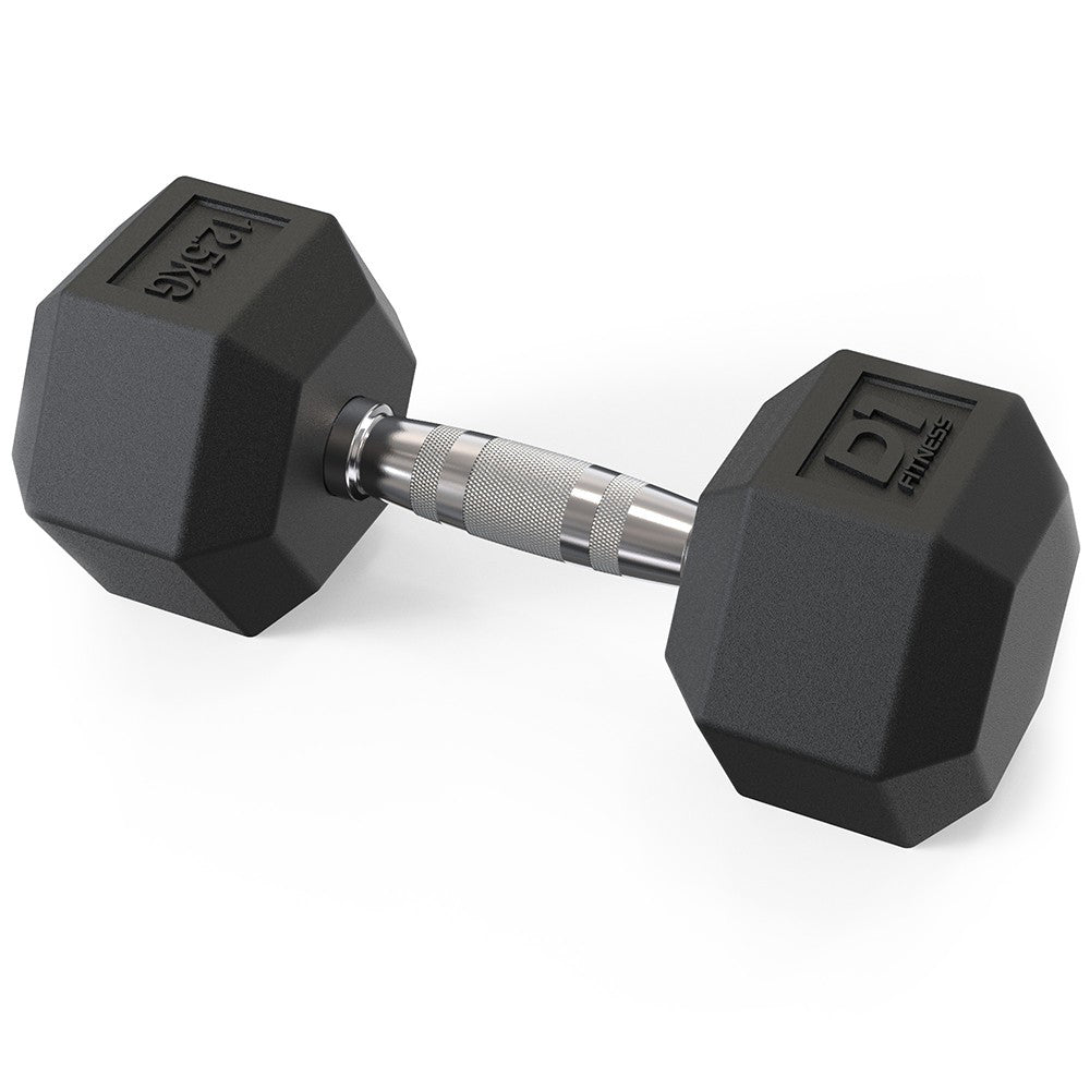 Halter Dumbbell Sextavado Emborrachado Cromado