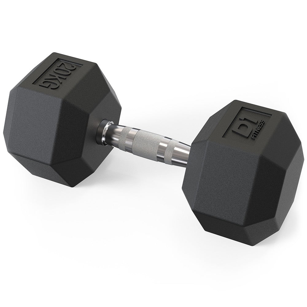 Halter Dumbbell Sextavado Emborrachado Cromado