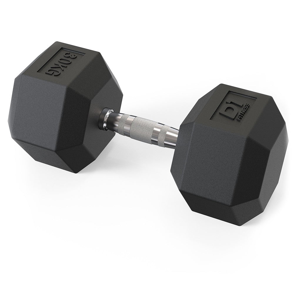 Halter Dumbbell Sextavado Emborrachado Cromado