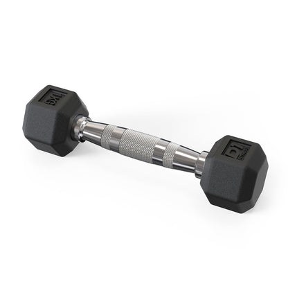 Halter Dumbbell Sextavado Emborrachado Cromado