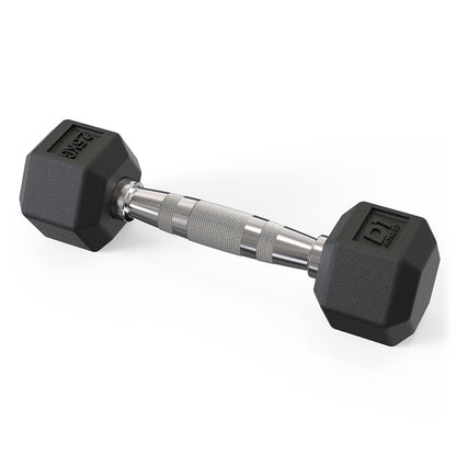 Halter Dumbbell Sextavado Emborrachado Cromado