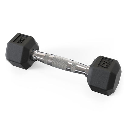 Halter Dumbbell Sextavado Emborrachado Cromado