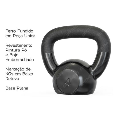 f3 4kg Kettlebell de ferro emborrachado